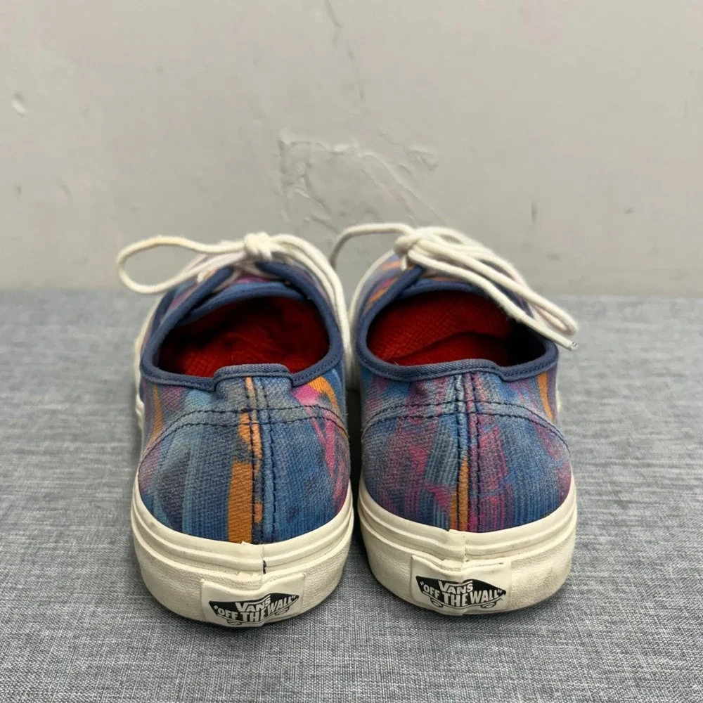 Vans Authentic Lo Pro Shoes Womens 7 Blue Multi Geometric Tribal Print Sneaker